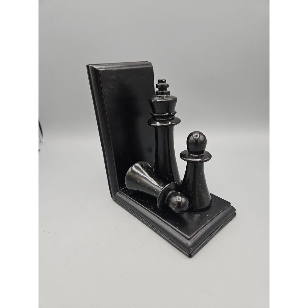 Black Chess Bookend Pieces Home Decor Fine Unique